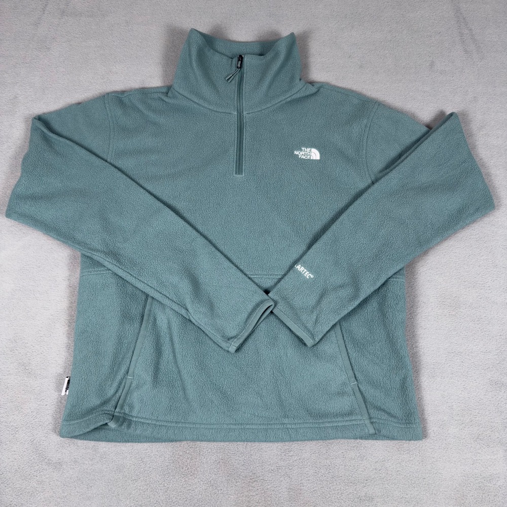 The North Face Womens Polartec Quarter Zip Fleece Pullover Teal Medium